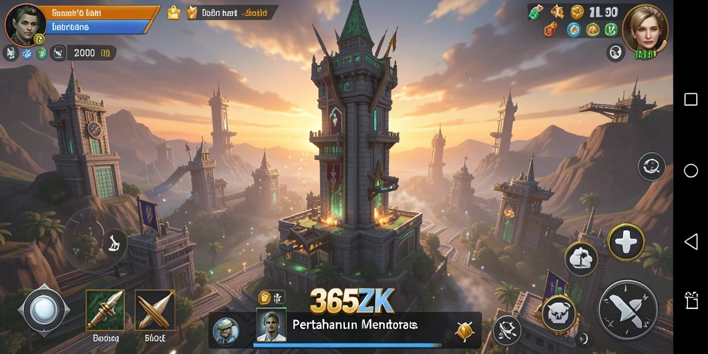 Screenshot menampilkan gameplay menara strategis di 365ZK.