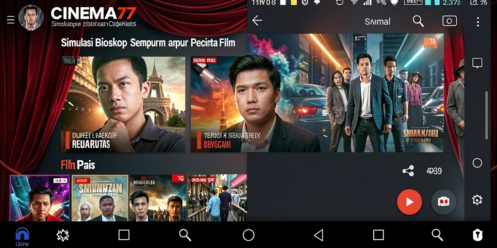 Screenshot CINEMA77 menampilkan suasana menonton yang interaktif dan menarik.