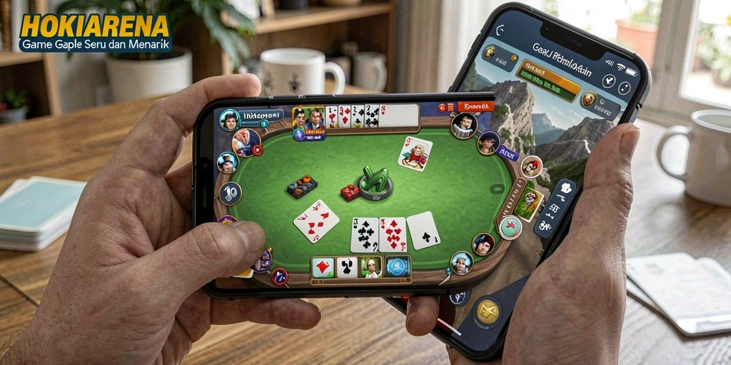 Tampilan gameplay Gaple yang seru dan interaktif di HOKIARENA.