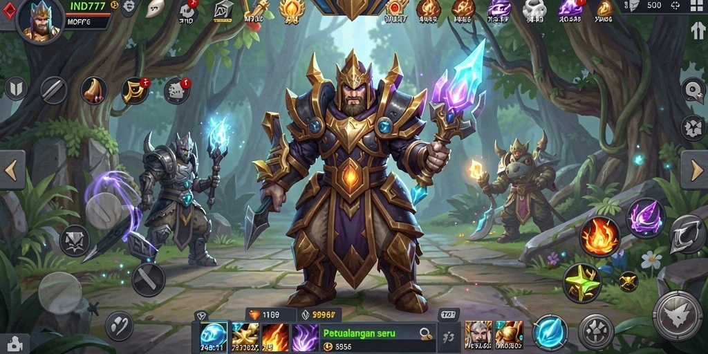 Screenshot gameplay IND777 memperlihatkan aksi seru dalam pertempuran MMORPG.