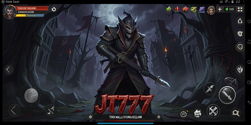 Screenshot JT777 menampilkan aksi menegangkan dalam suasana horror.