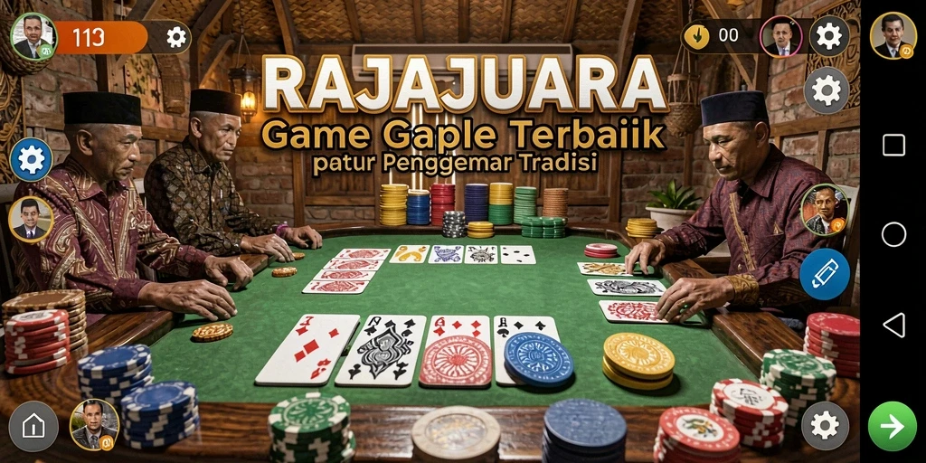 Gameplay seru Gaple di RAJAJUARA dengan pemain yang kompetitif.