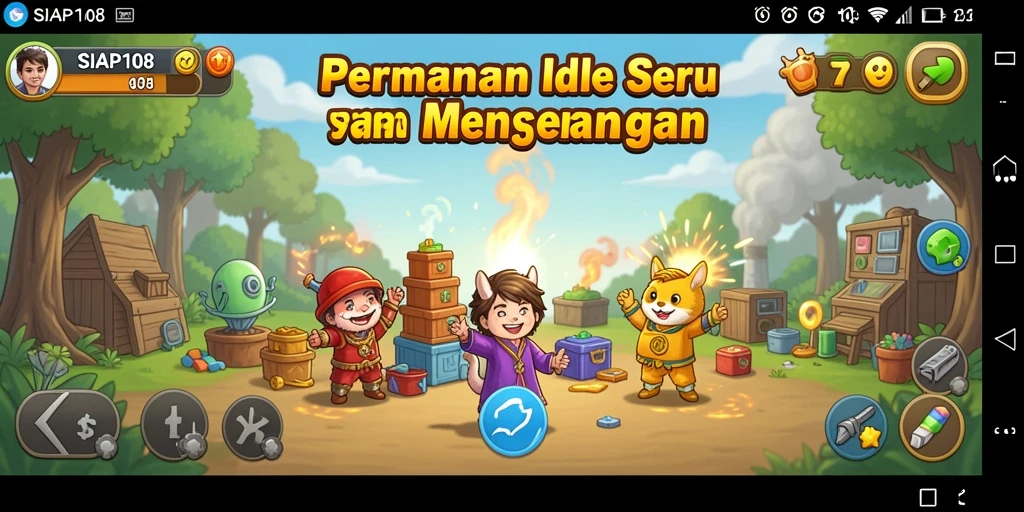 Tampilan antarmuka SIAP108 yang menarik dan gameplay Idle yang mengasyikkan.