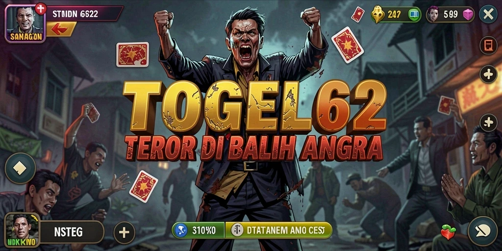 Tampilan gameplay menegangkan TOGEL62 dengan suasana horor mencekam.